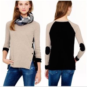 J Crew Side Button Colorblock Elbow Patch Sweater
